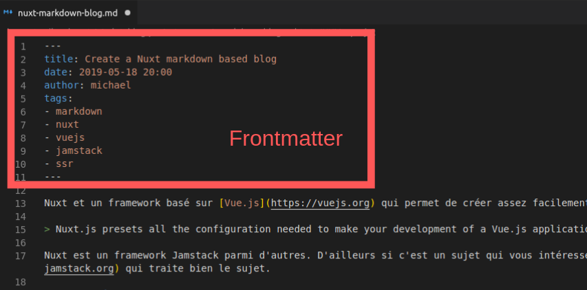 markdown frontmatter