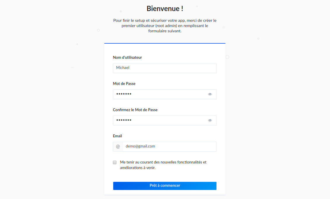 Create strapi admin user